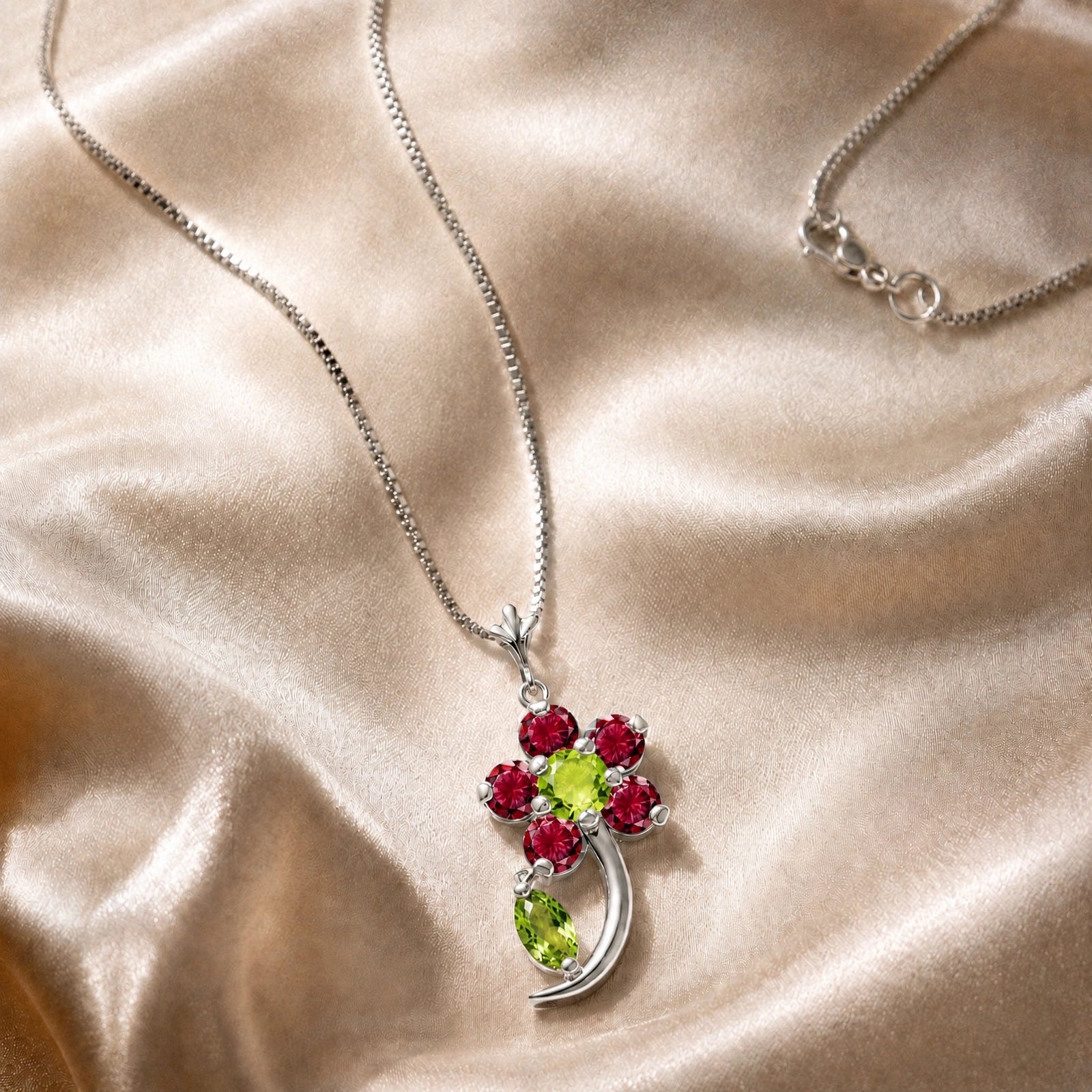 White Gold Peridot & Ruby — Andromeda
