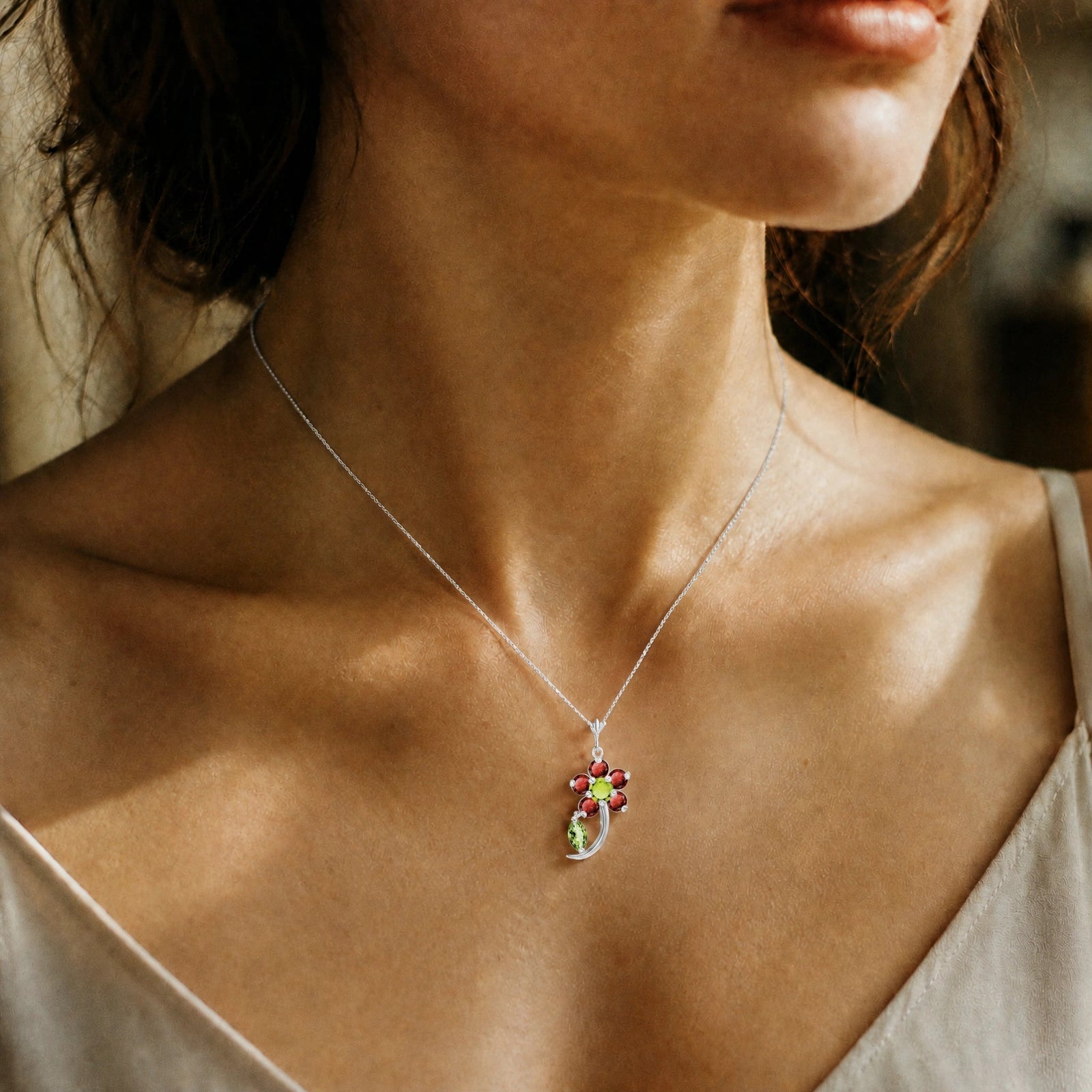 White Gold Peridot & Ruby — Andromeda