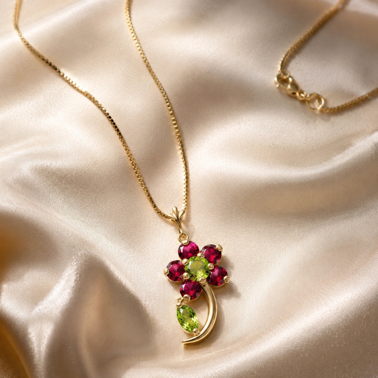 Yellow Gold Peridot & Ruby — Andromeda