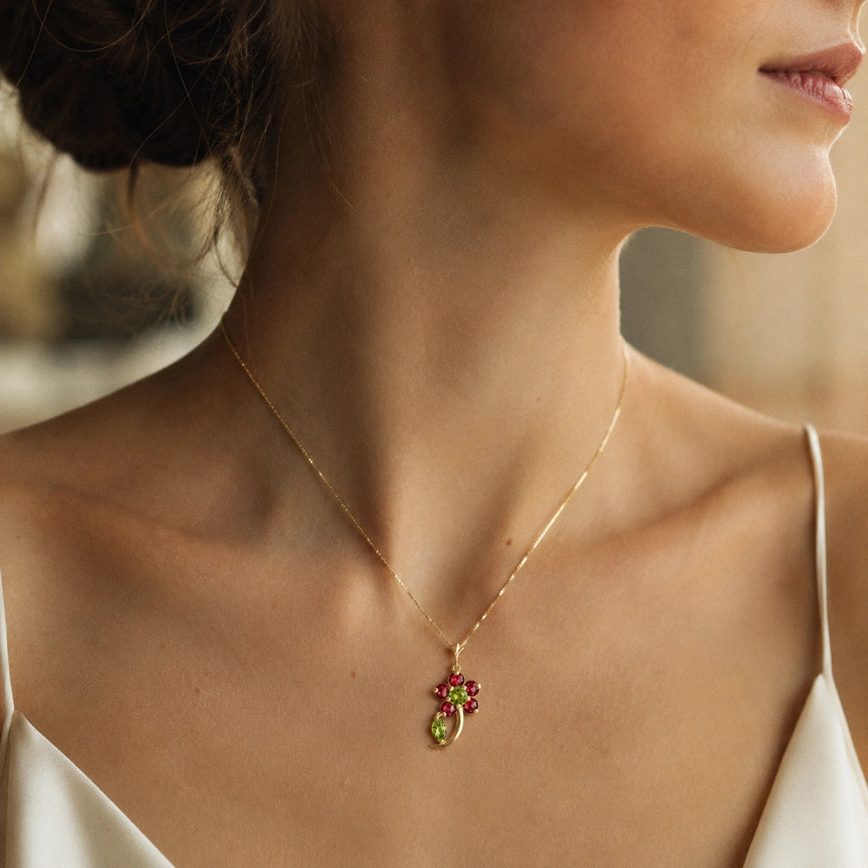 Yellow Gold Peridot & Ruby — Andromeda