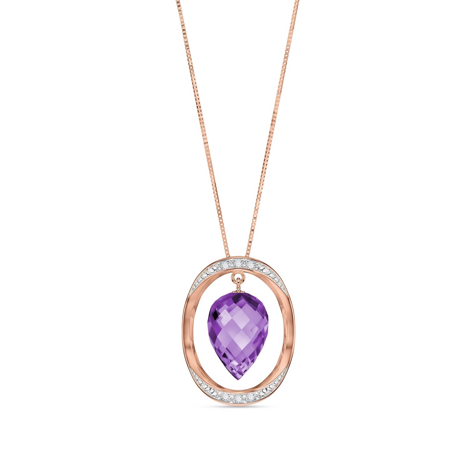 Rose Gold Pendant Necklace Amethyst 10K — Tecla