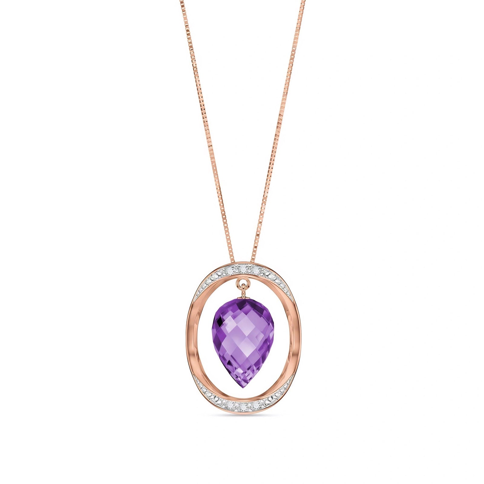 Rose Gold Pendant Necklace Amethyst 10K — Tecla