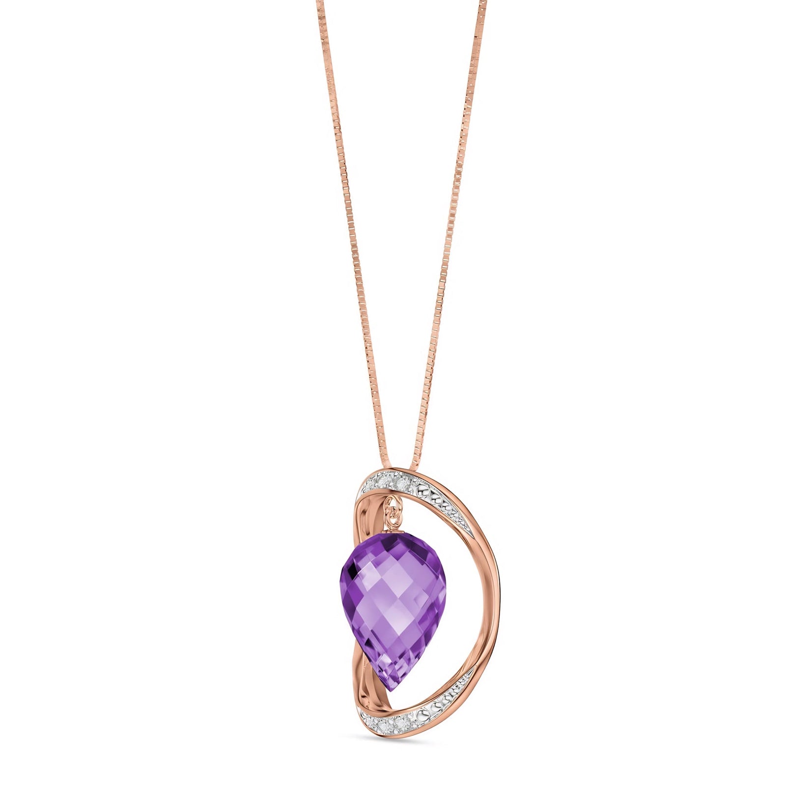 Rose Gold Pendant Necklace Amethyst 10K — Tecla