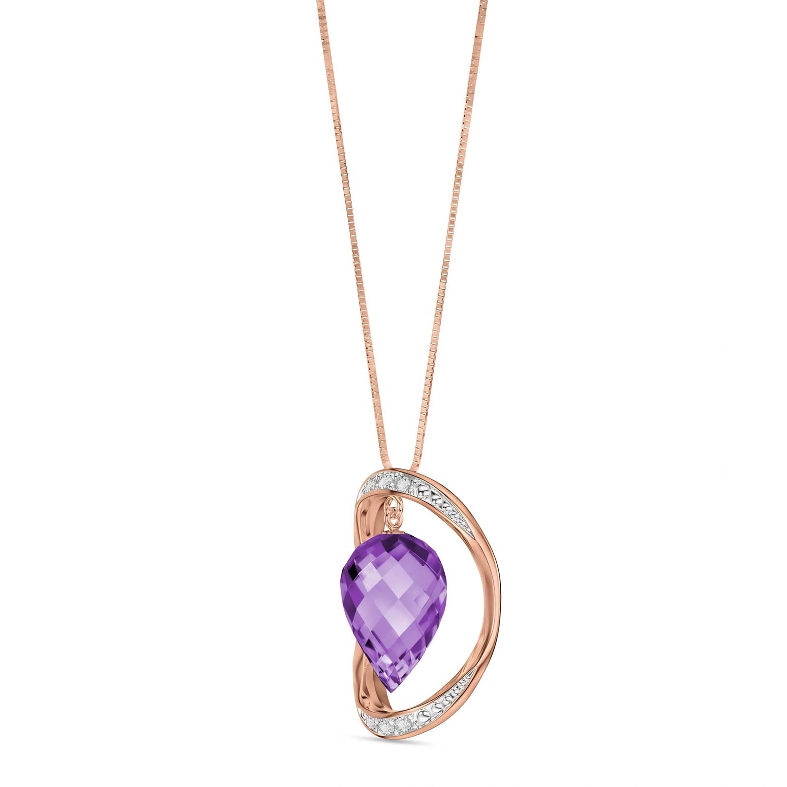 Rose Gold Pendant Necklace Amethyst 10K — Tecla