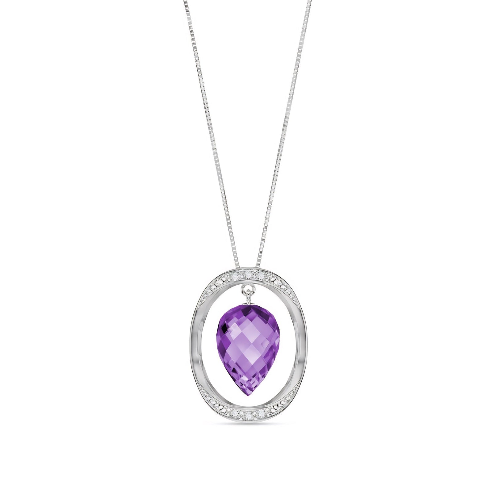 White Gold Pendant Necklace Amethyst 10K — Tecla
