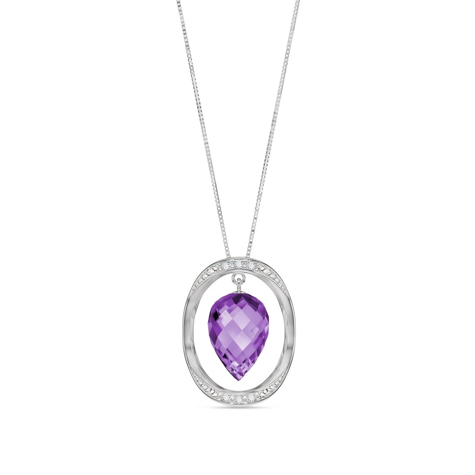 White Gold Pendant Necklace Amethyst 10K — Tecla