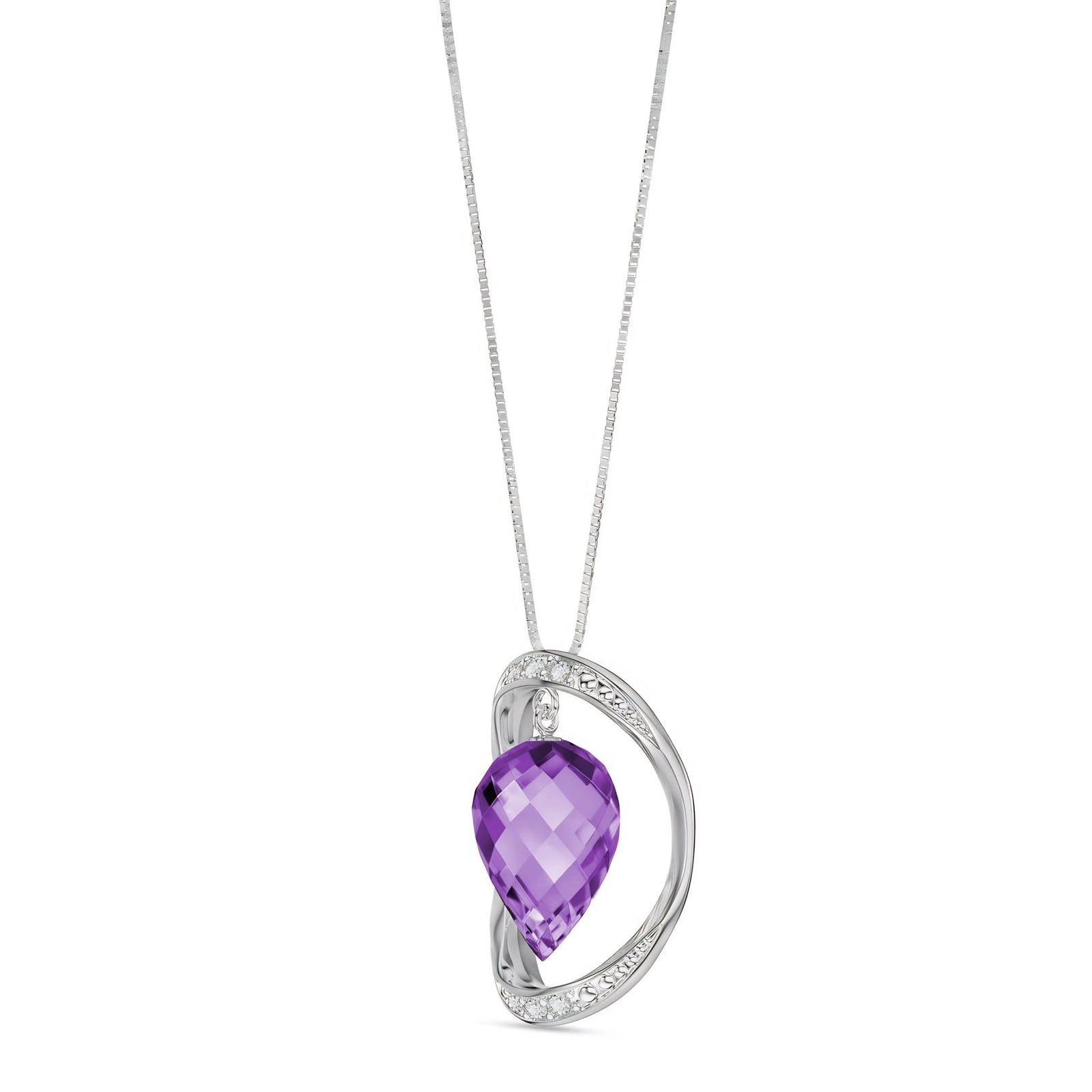 White Gold Pendant Necklace Amethyst 10K — Tecla