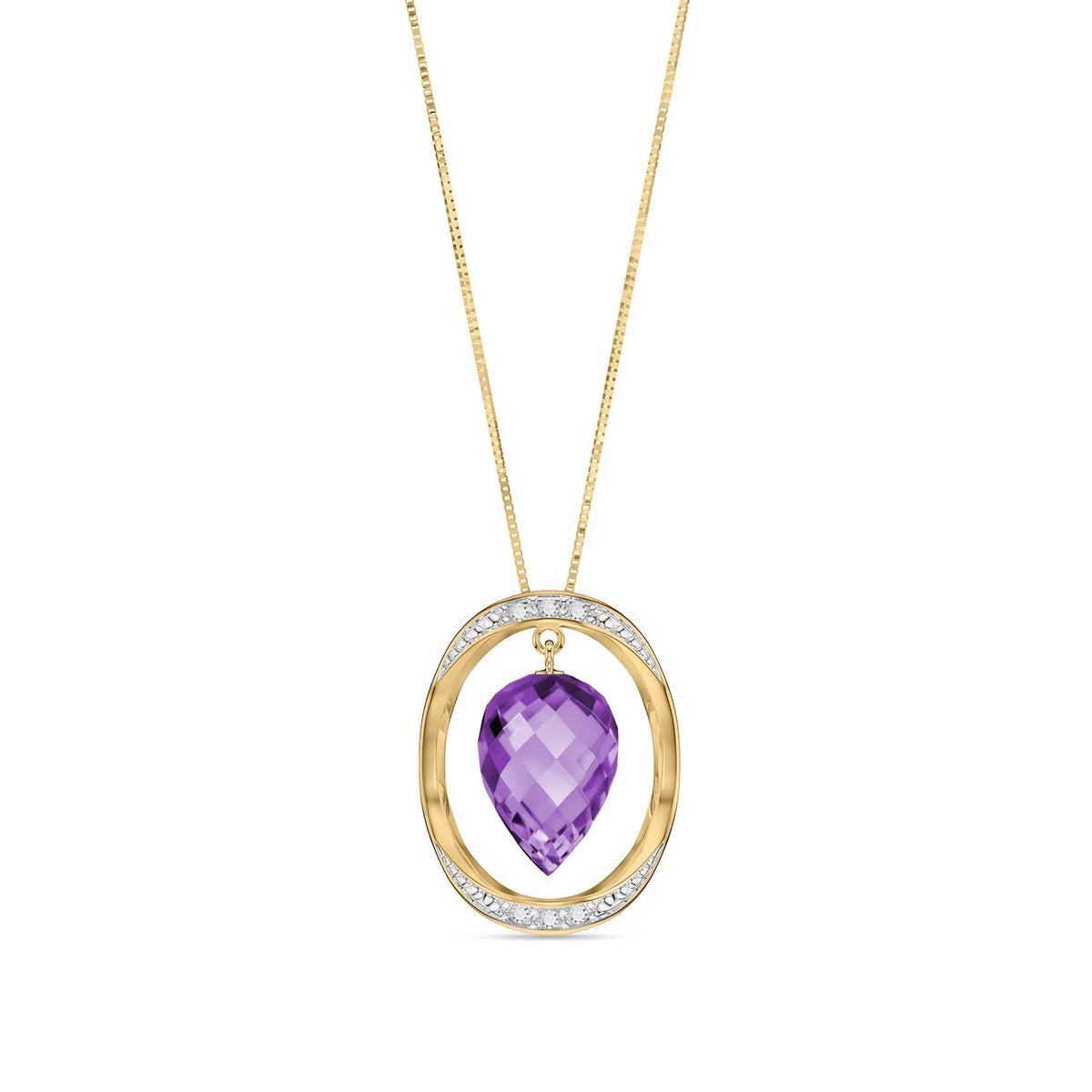 Yellow Gold Pendant Necklace Amethyst 10K — Tecla