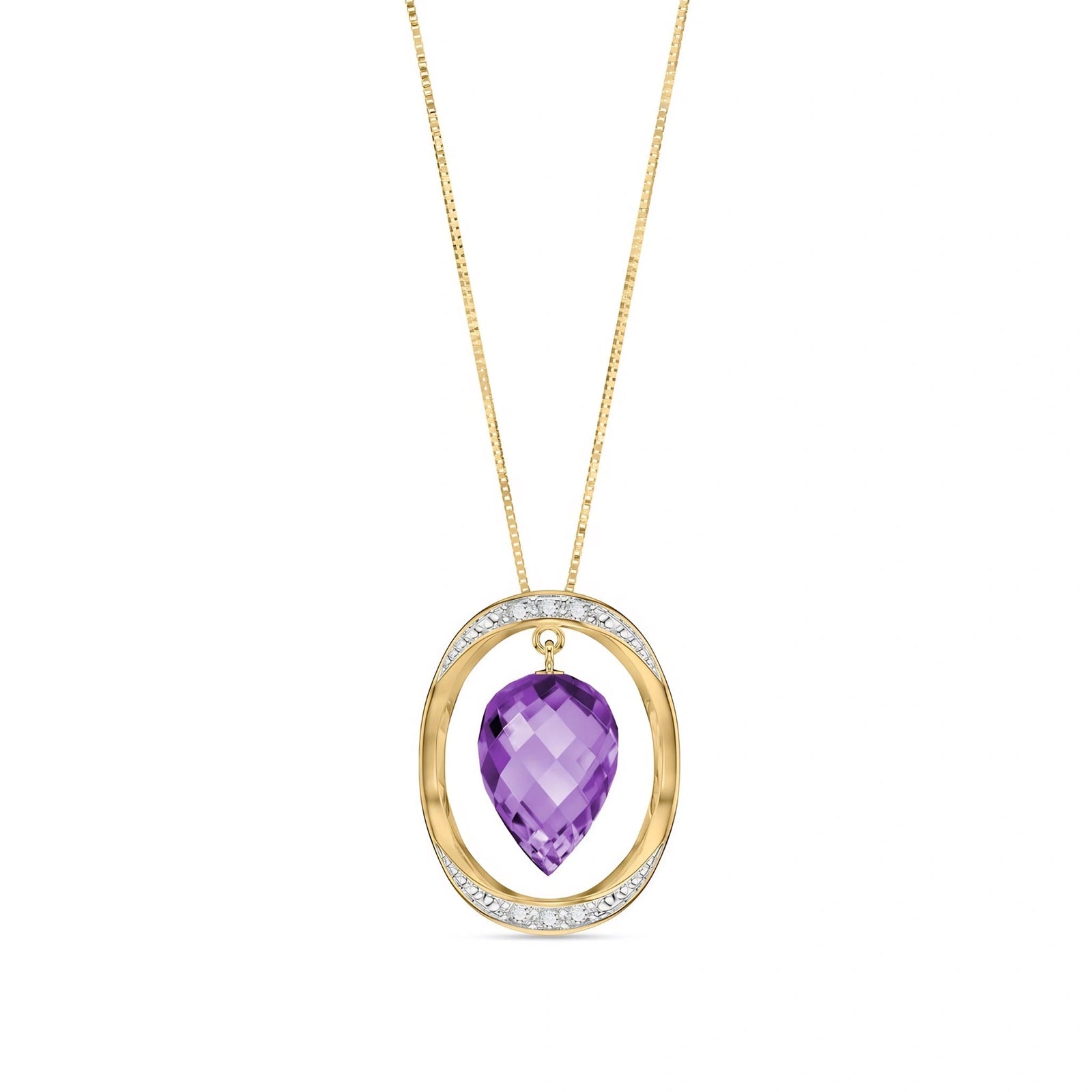 Yellow Gold Pendant Necklace Amethyst 10K — Tecla