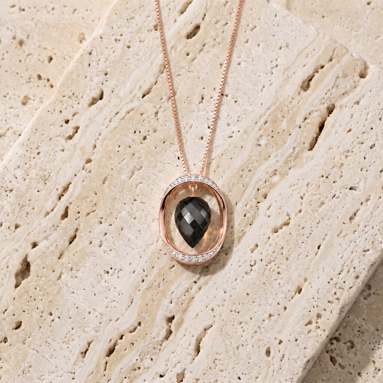 Rose Gold Pendant Necklace Blue Topaz 10K — Tecla