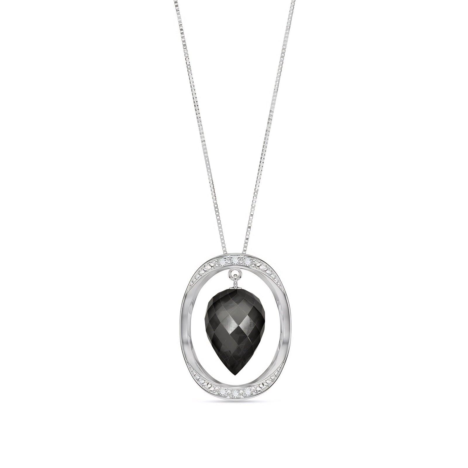 White Gold Pendant Necklace Blue Topaz 10K — Tecla