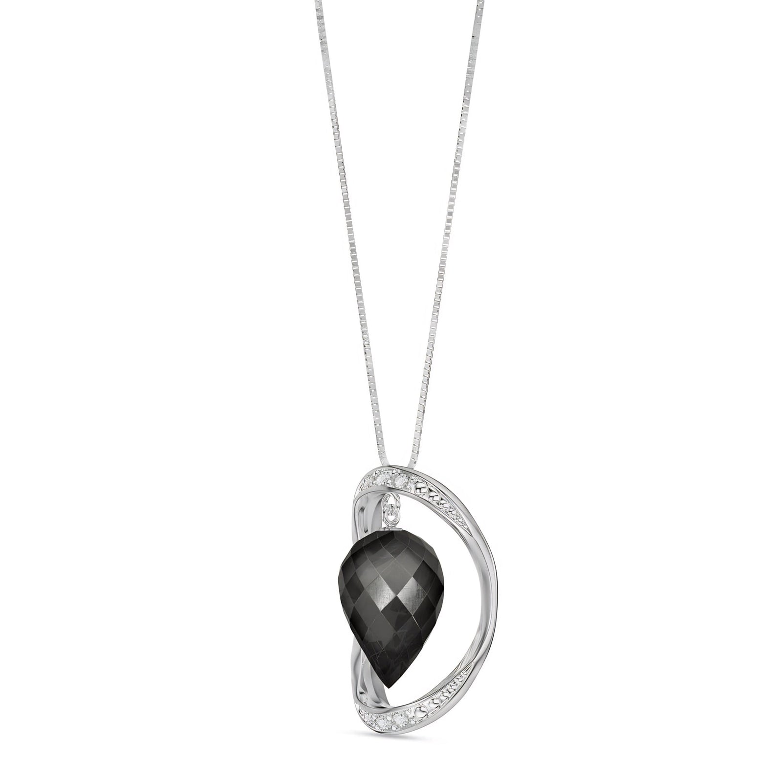 White Gold Pendant Necklace Blue Topaz 10K — Tecla