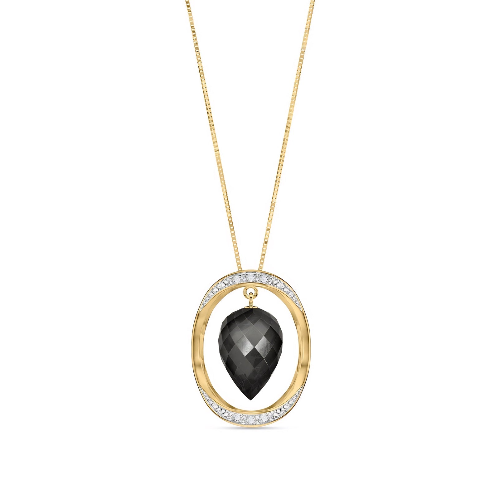 Yellow Gold Pendant Necklace Blue Topaz 10K — Tecla
