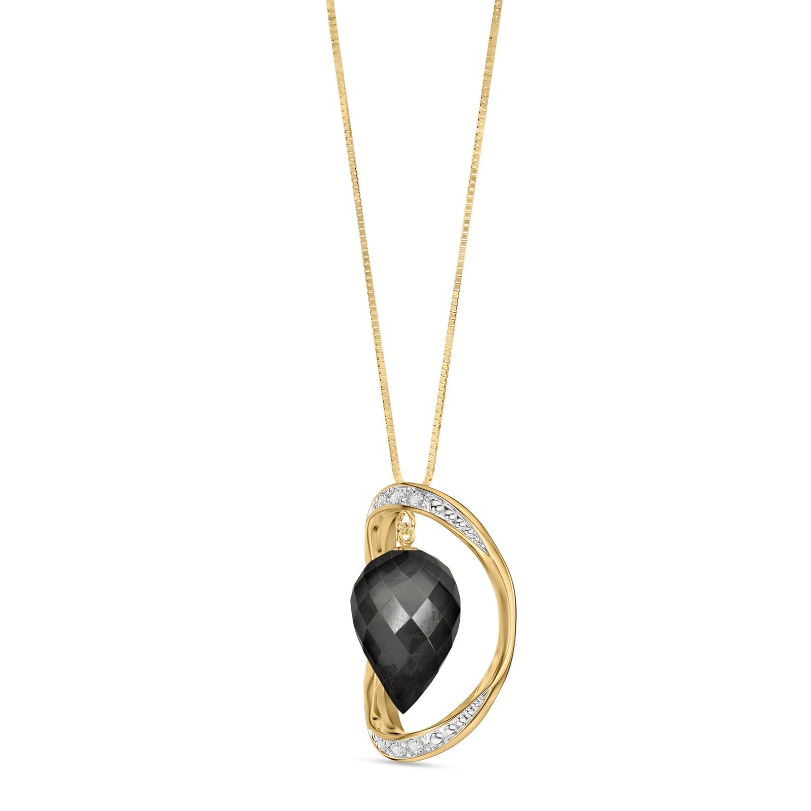 Yellow Gold Pendant Necklace Blue Topaz 10K — Tecla