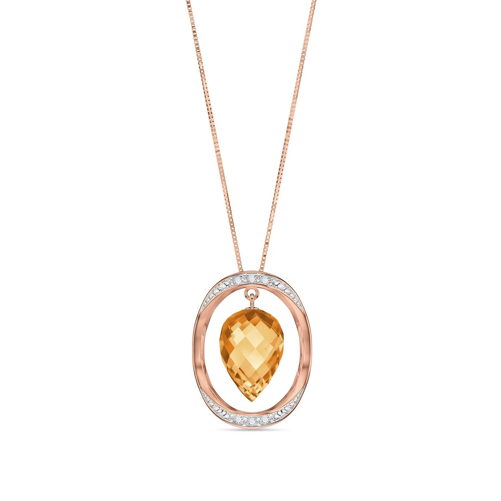 Rose Gold Pendant Necklace Citrine 10K — Tecla
