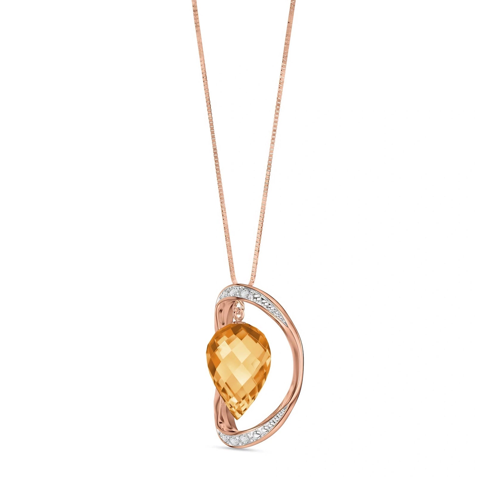 Rose Gold Pendant Necklace Citrine 10K — Tecla