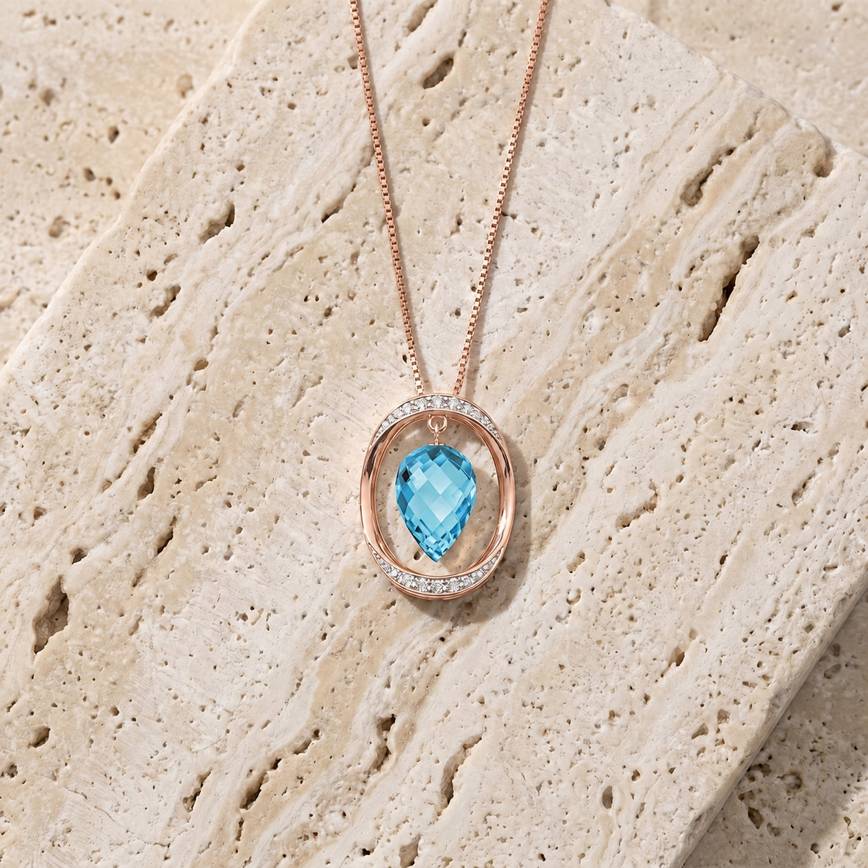 Rose Gold Pendant Necklace Citrine 10K — Tecla