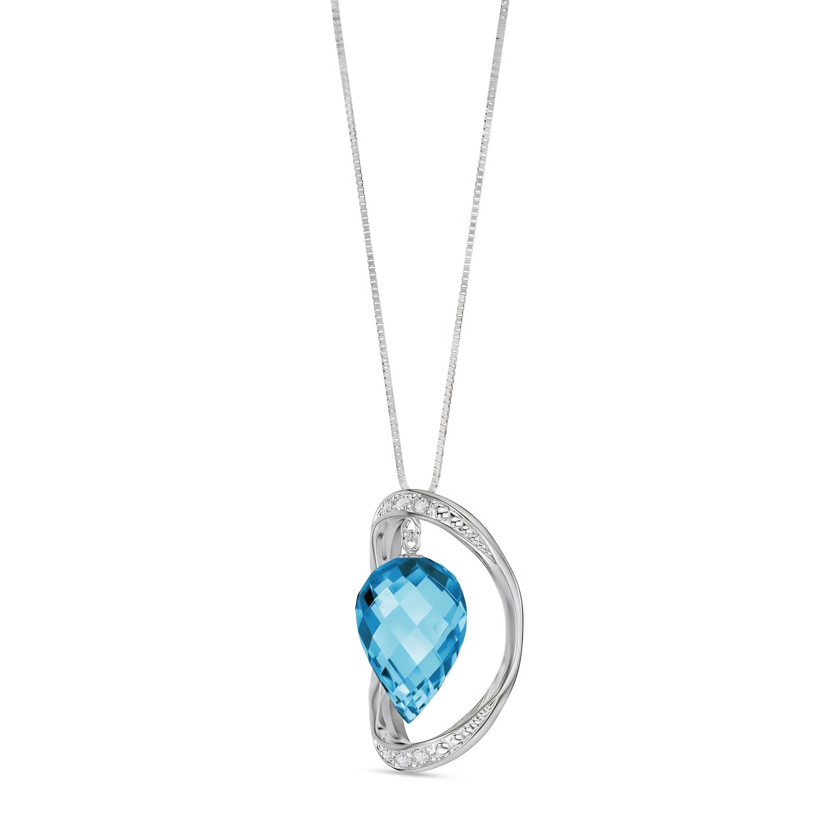 White Gold Pendant Necklace Citrine 10K — Tecla