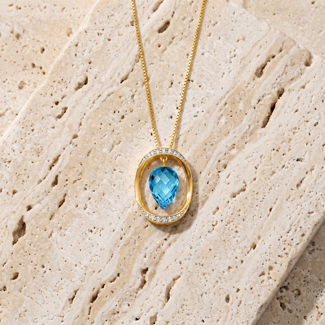 Yellow Gold Pendant Necklace Citrine 10K — Tecla