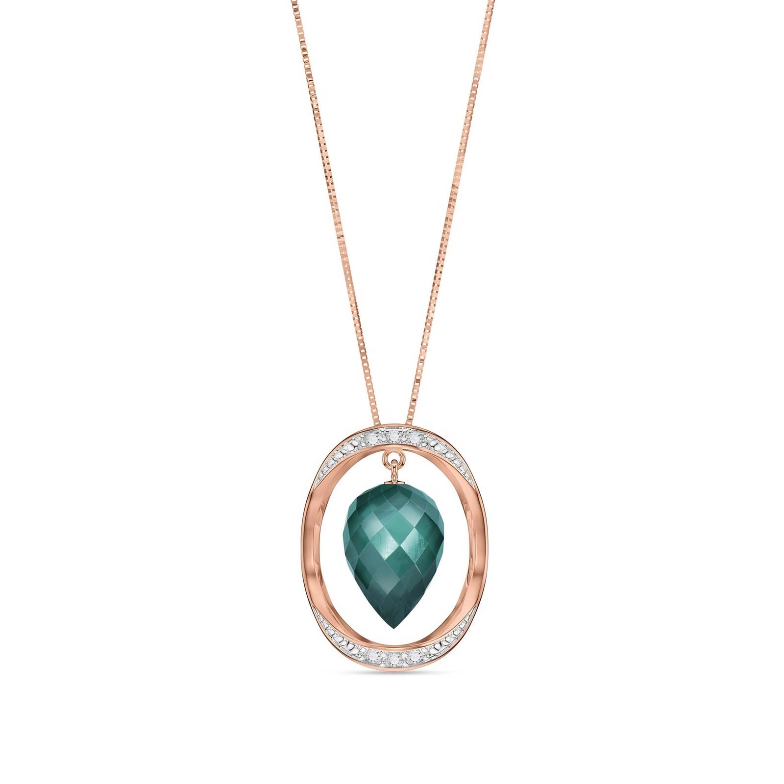 Rose Gold Pendant Necklace Green Sapphire 10K — Tecla