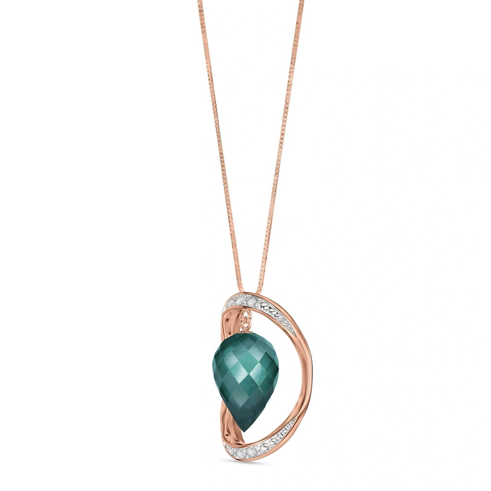 Rose Gold Pendant Necklace Green Sapphire 10K — Tecla