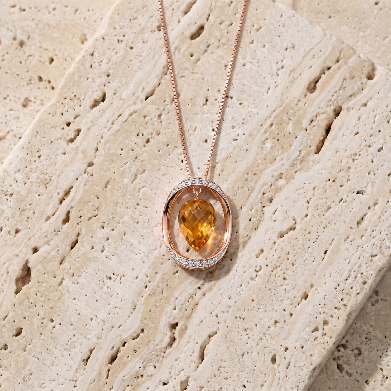 Rose Gold Pendant Necklace Green Sapphire 10K — Tecla
