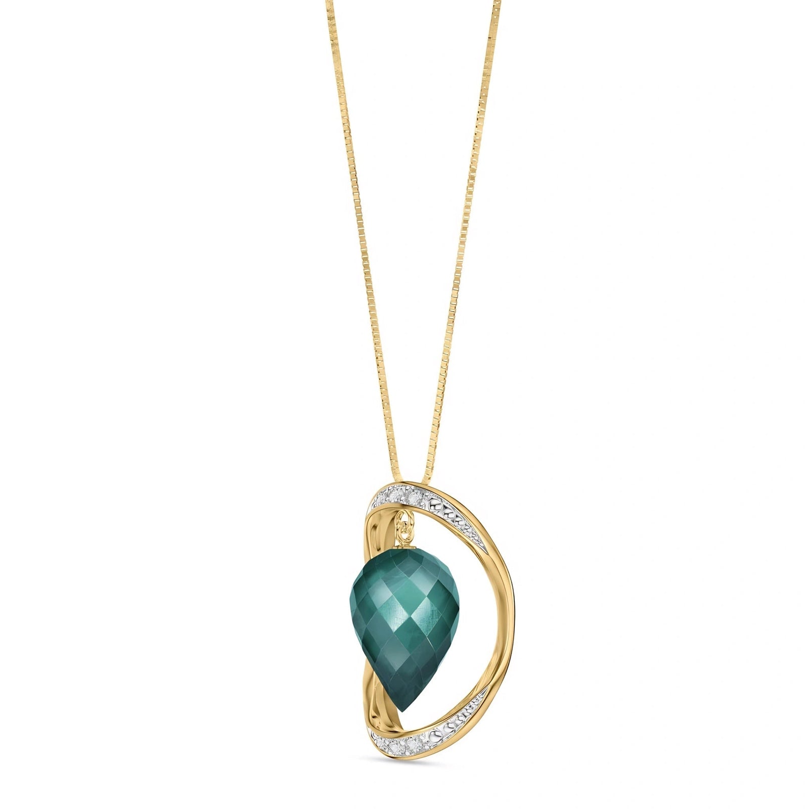 Yellow Gold Pendant Necklace Green Sapphire 10K — Tecla