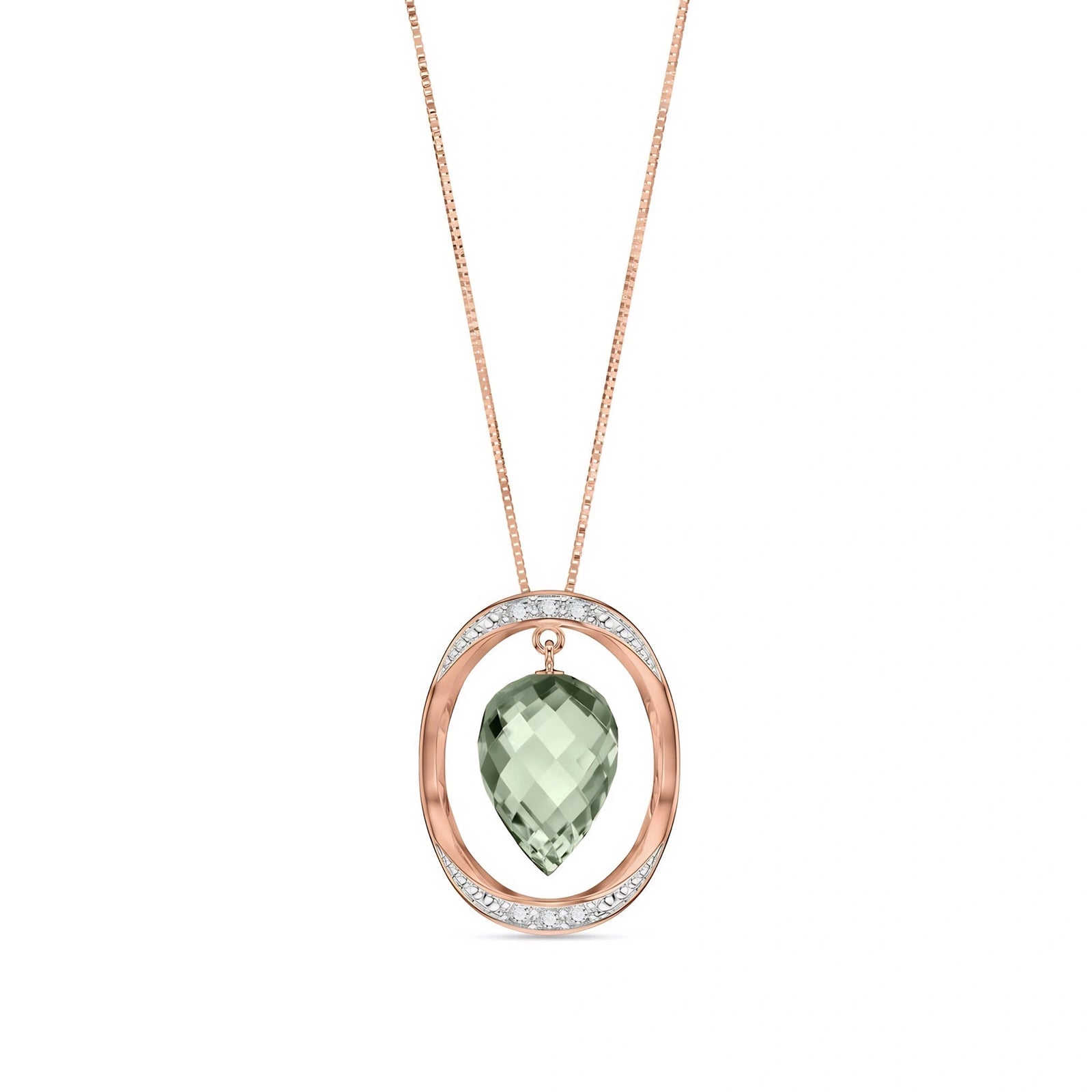 Rose Gold Pendant Necklace Green Amethyst 10K — Tecla