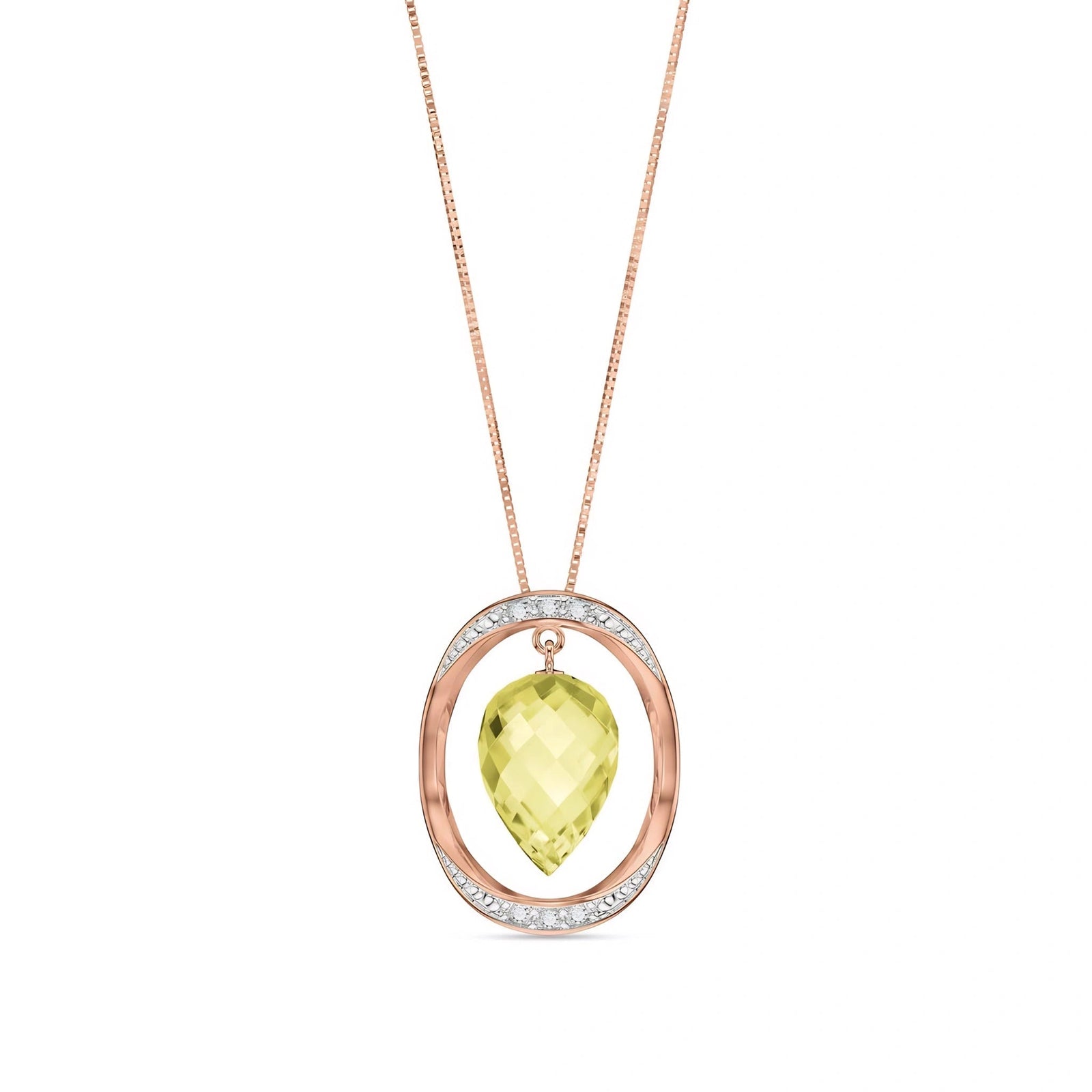 Rose Gold Pendant Necklace Lemon Quartz 10K — Tecla
