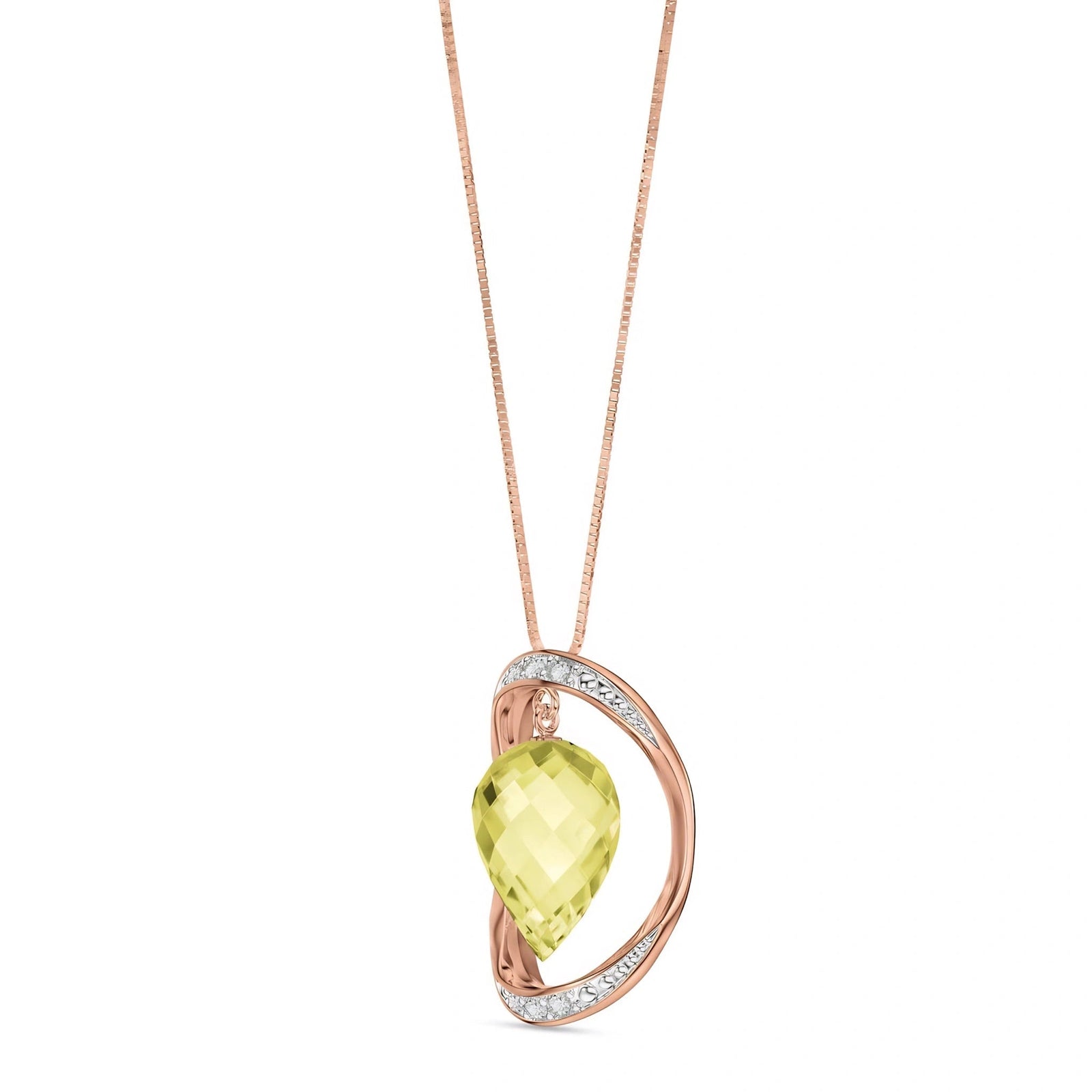 Rose Gold Pendant Necklace Lemon Quartz 10K — Tecla