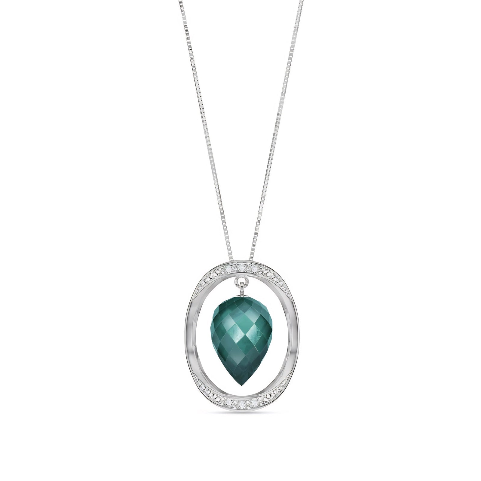White Gold Pendant Necklace Lemon Quartz 10K — Tecla