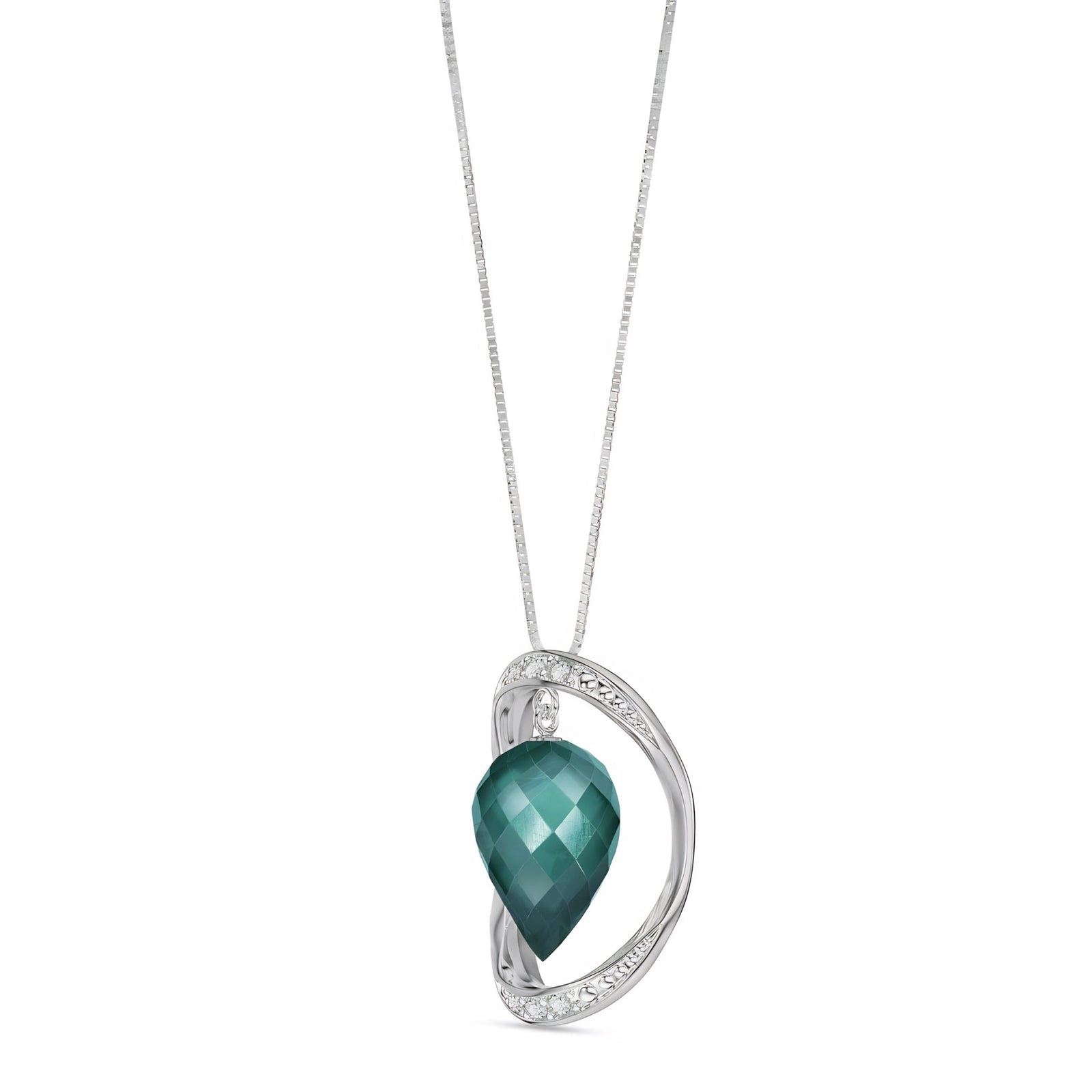White Gold Pendant Necklace Lemon Quartz 10K — Tecla