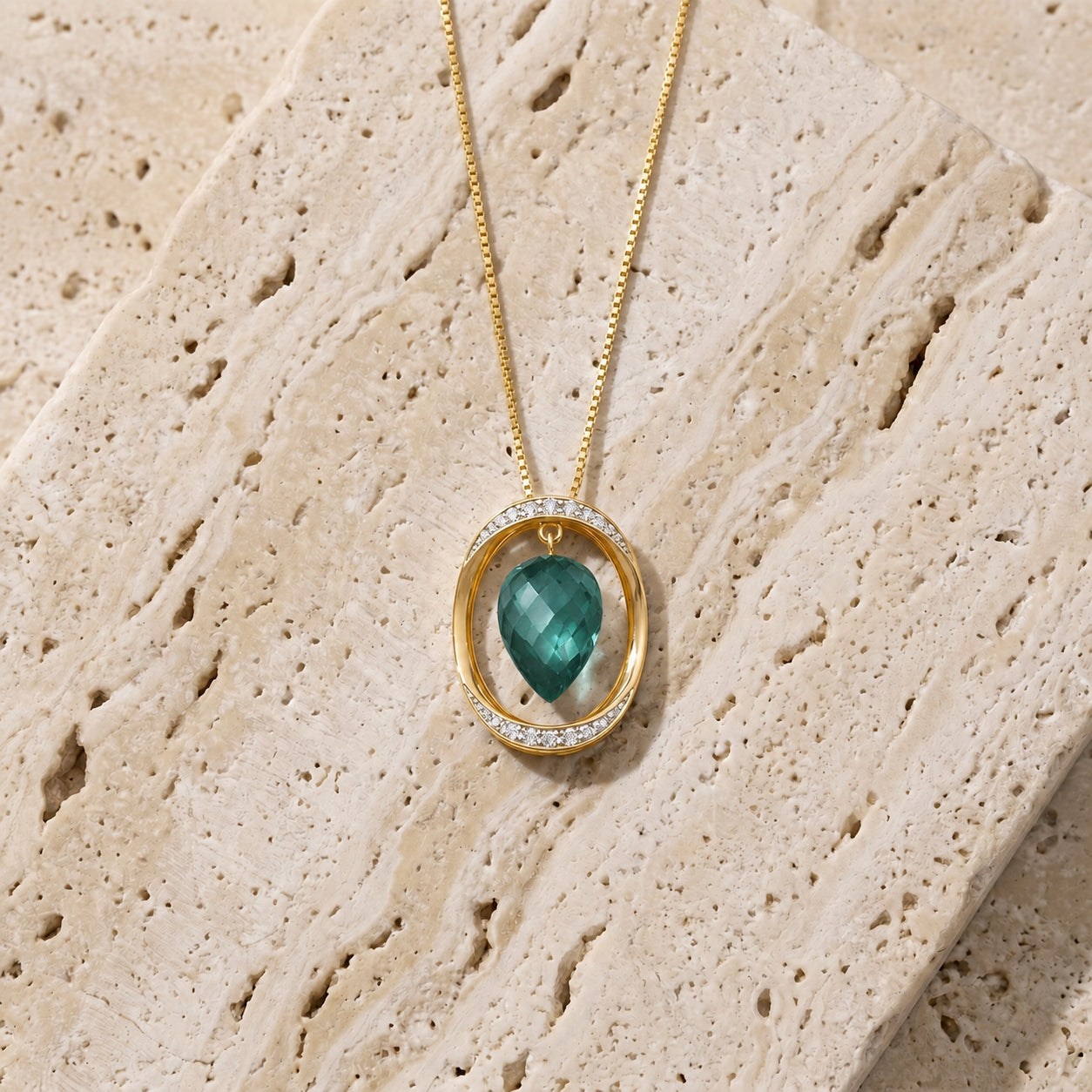 Yellow Gold Pendant Necklace Lemon Quartz 10K — Tecla