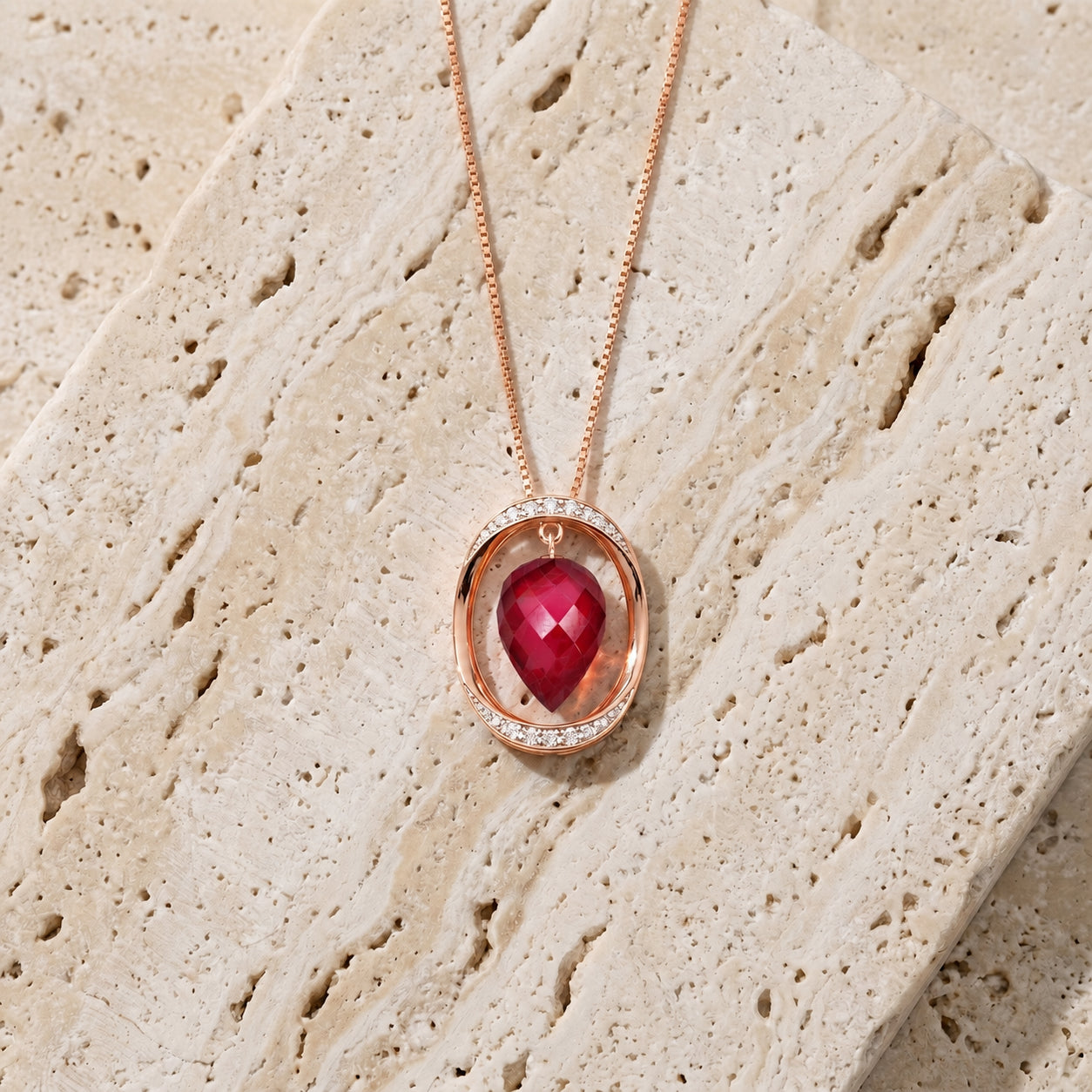 Rose Gold Pendant Necklace Sapphire 10K — Tecla