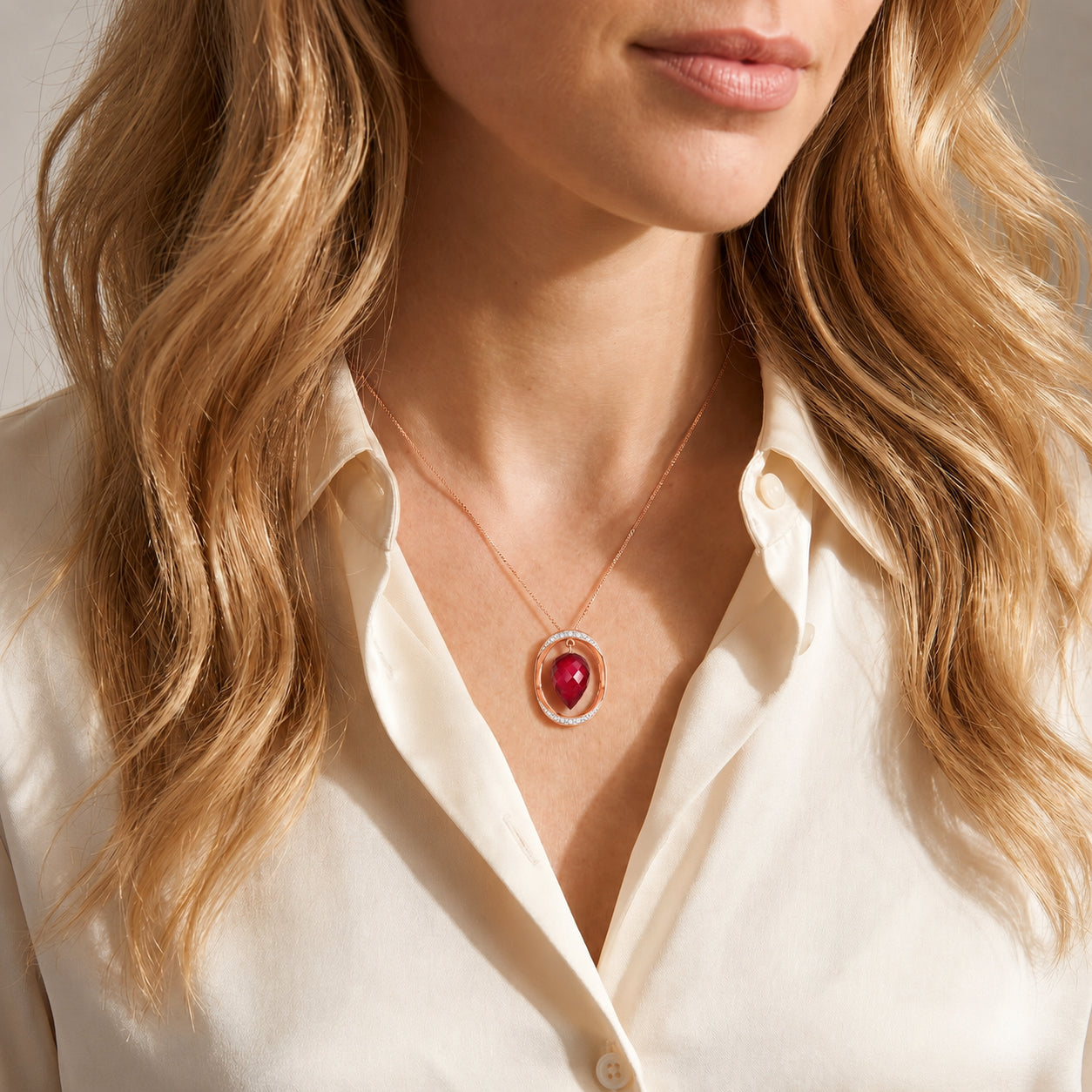Rose Gold Pendant Necklace Sapphire 10K — Tecla