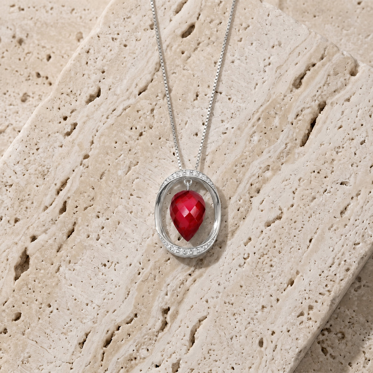 White Gold Pendant Necklace Sapphire 10K — Tecla