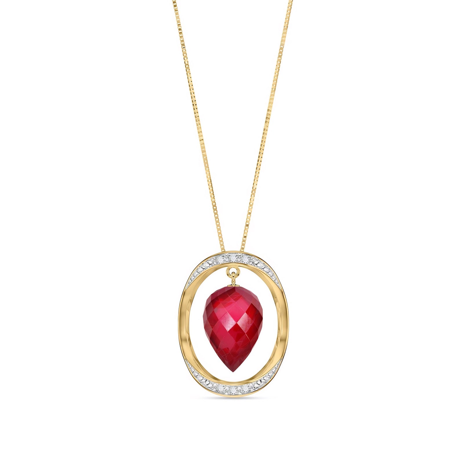 Yellow Gold Pendant Necklace Sapphire 10K — Tecla