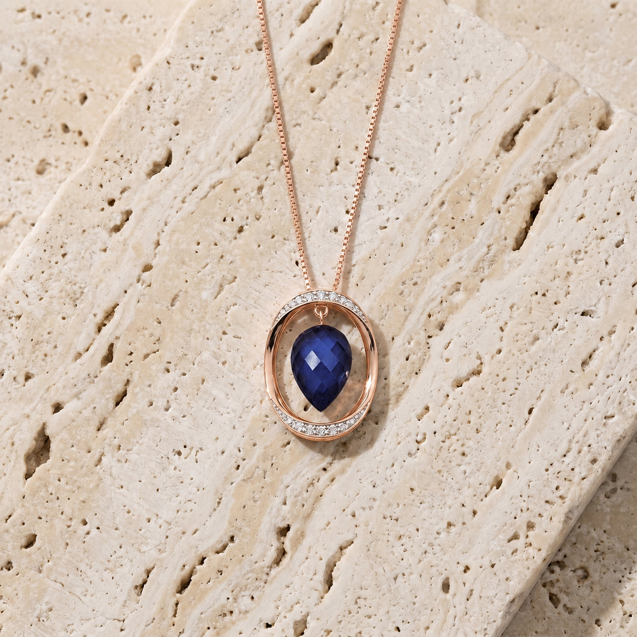 Rose Gold Pendant Necklace White Topaz 10K — Tecla