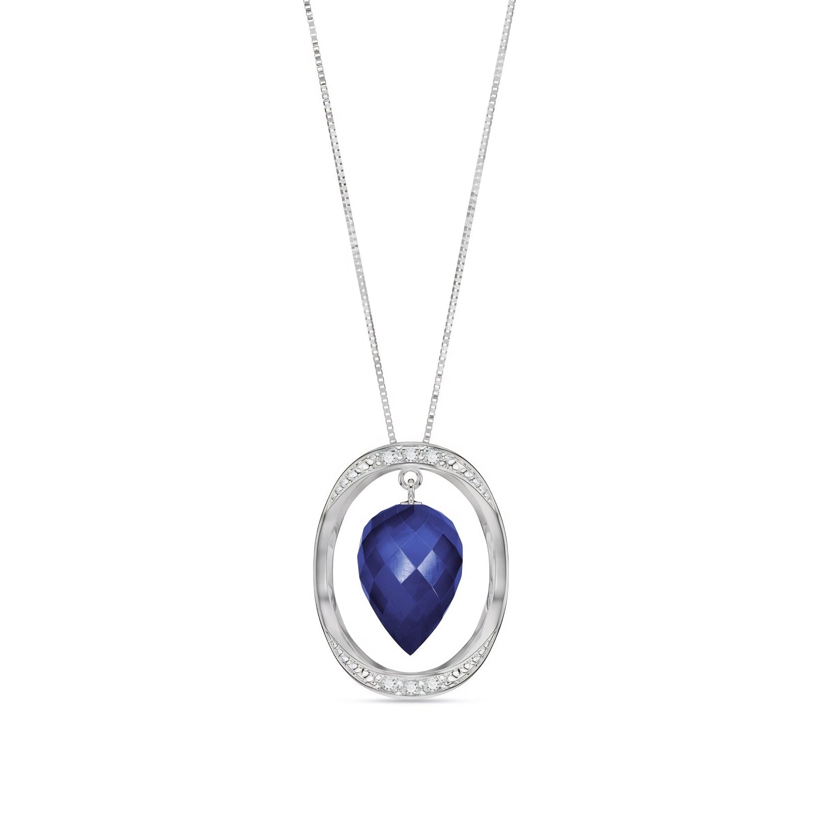 White Gold Pendant Necklace White Topaz 10K — Tecla