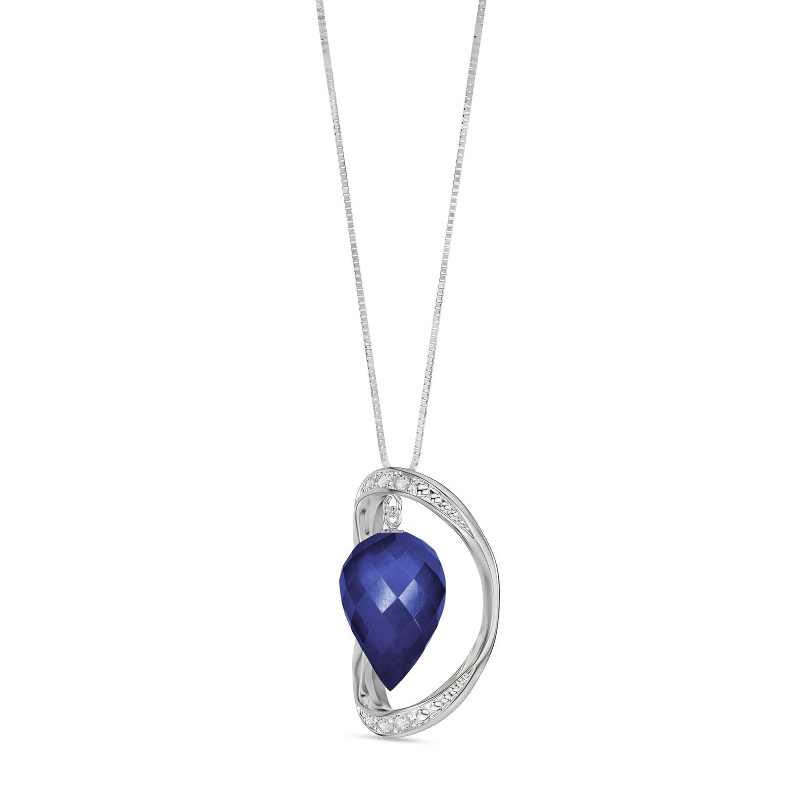 White Gold Pendant Necklace White Topaz 10K — Tecla