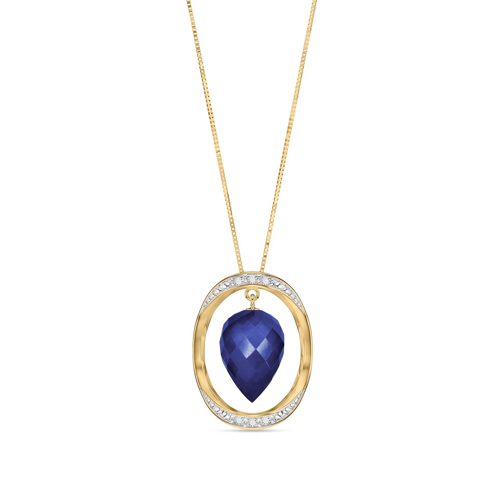 Yellow Gold Pendant Necklace White Topaz 10K — Tecla