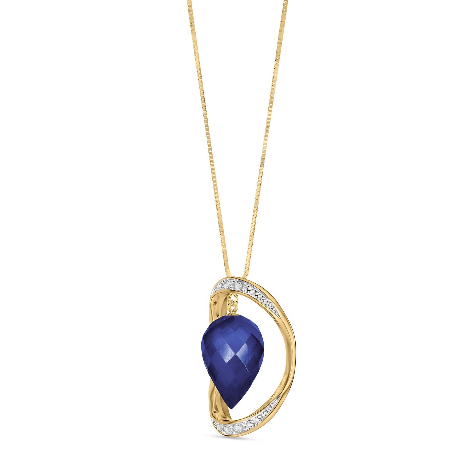 Yellow Gold Pendant Necklace White Topaz 10K — Tecla