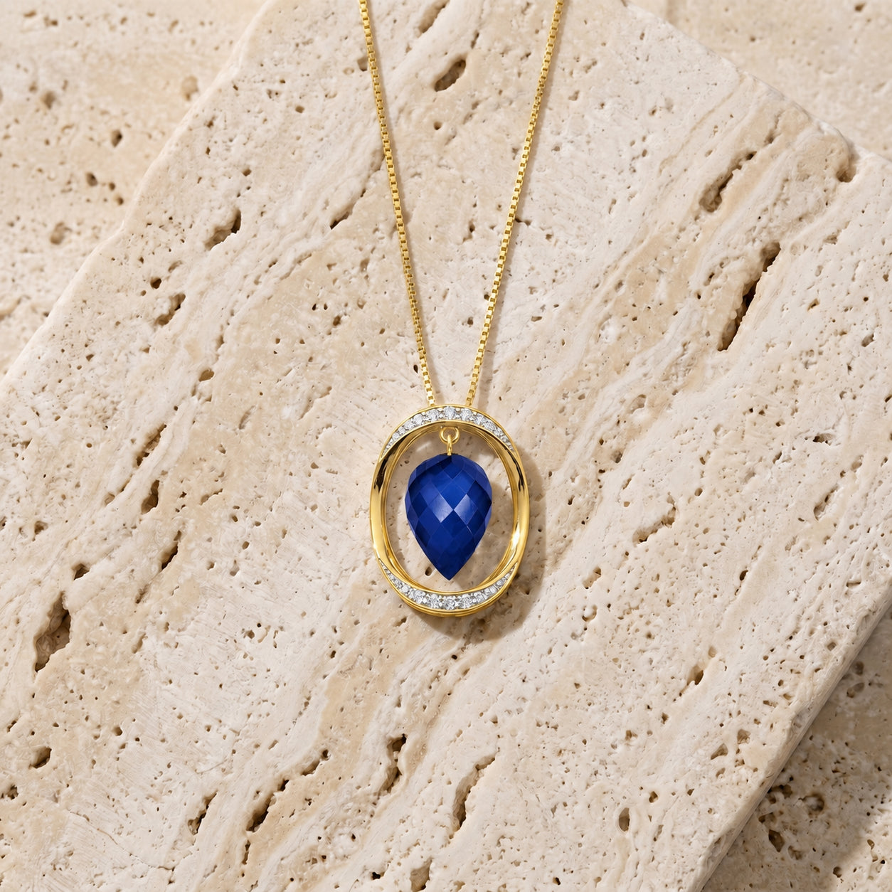 Yellow Gold Pendant Necklace White Topaz 10K — Tecla