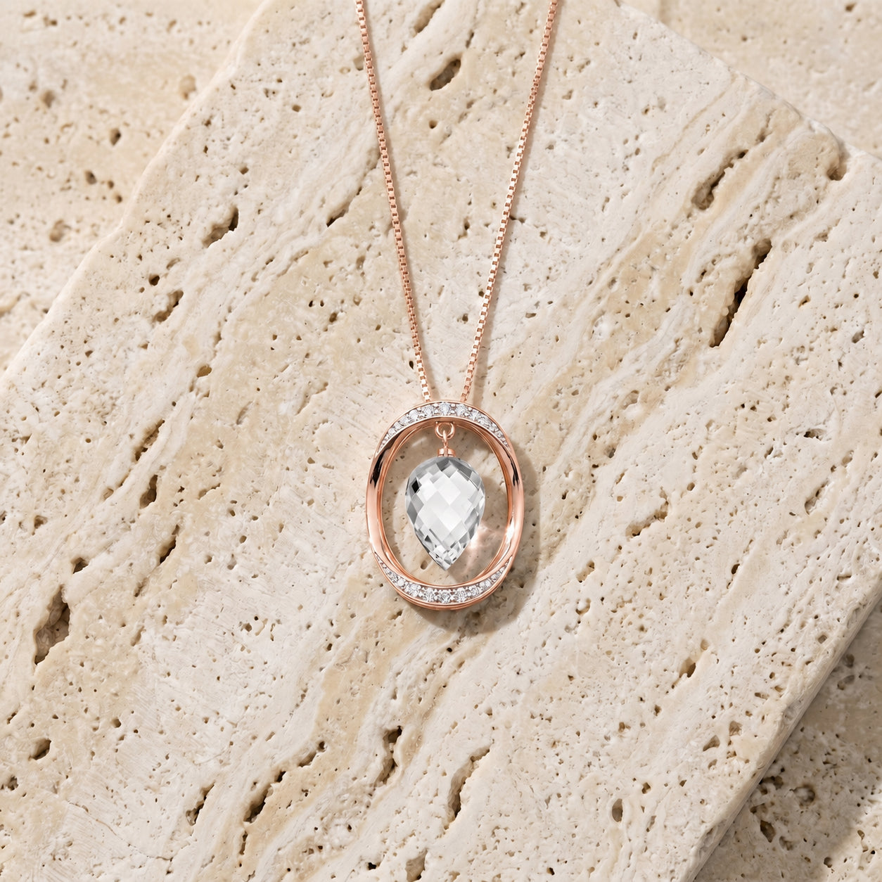 Rose Gold Pendant Necklace Spinel 10K — Tecla