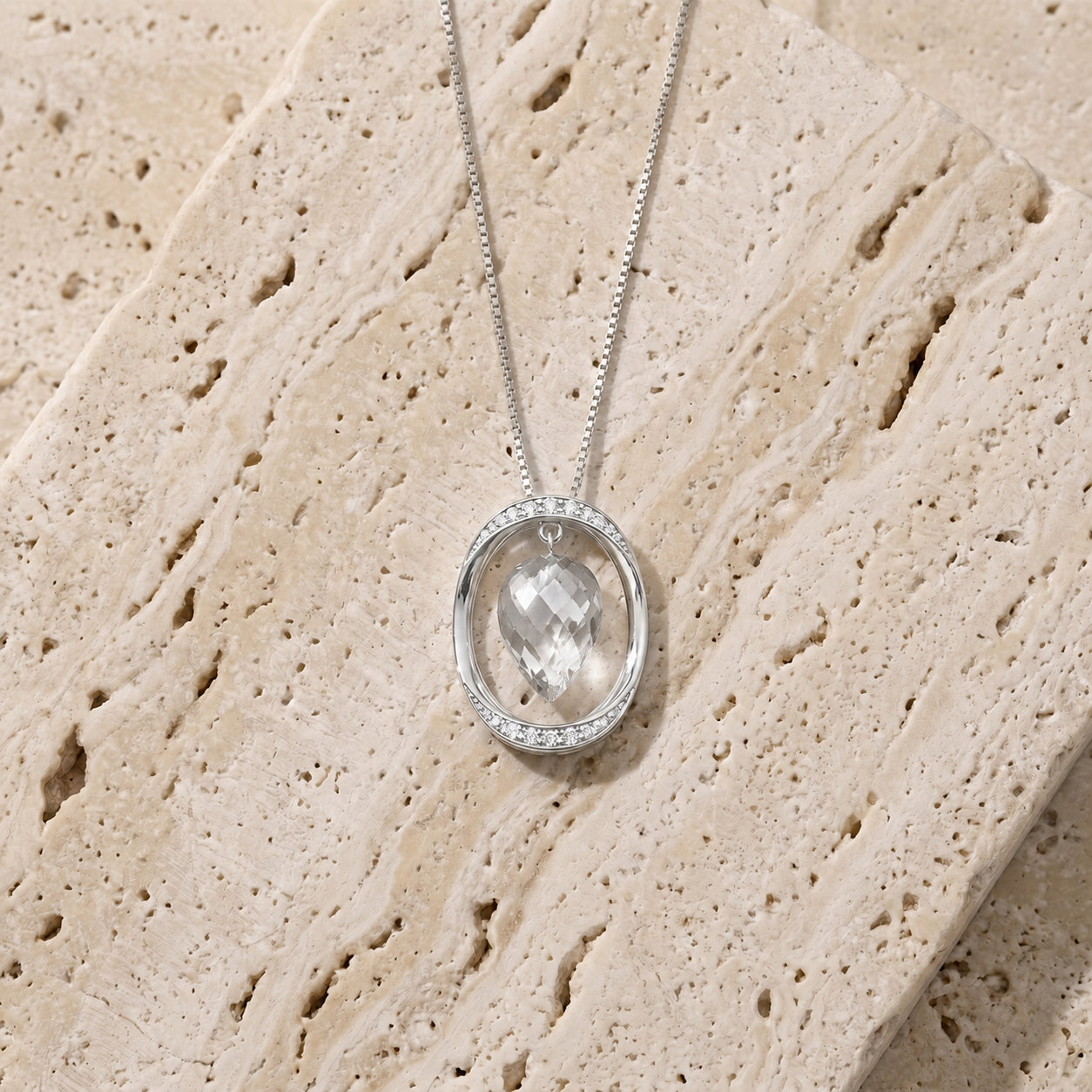 White Gold Pendant Necklace Spinel 10K — Tecla