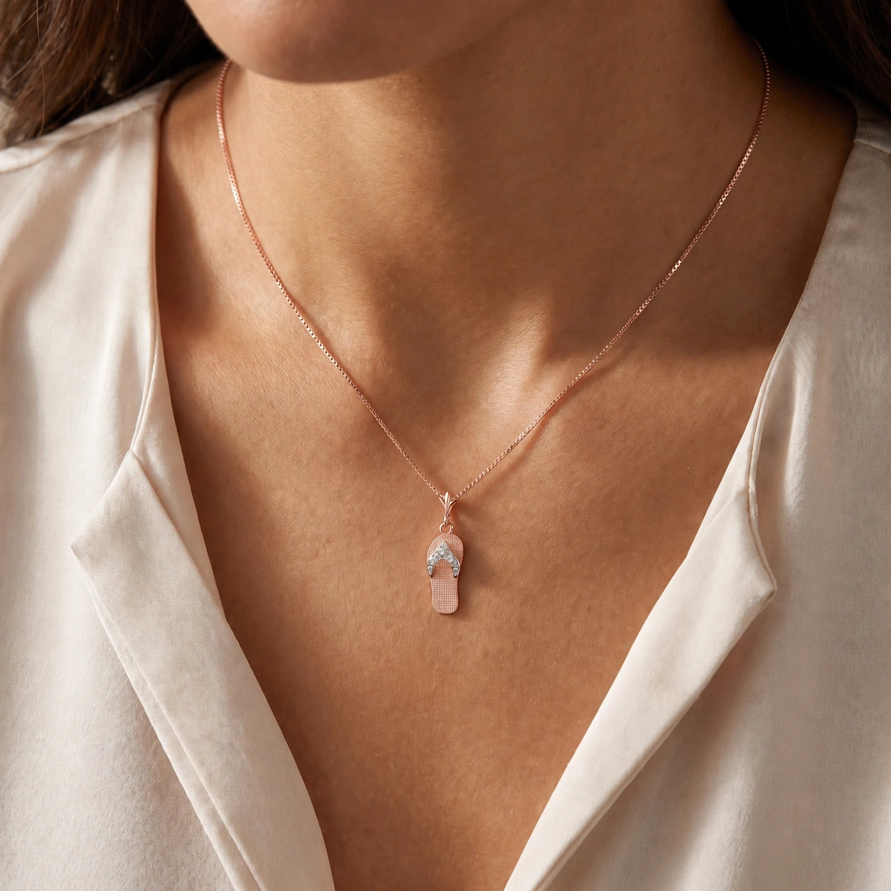 Rose Gold Grace Pendant Necklace Diamond 10K — Giuditta