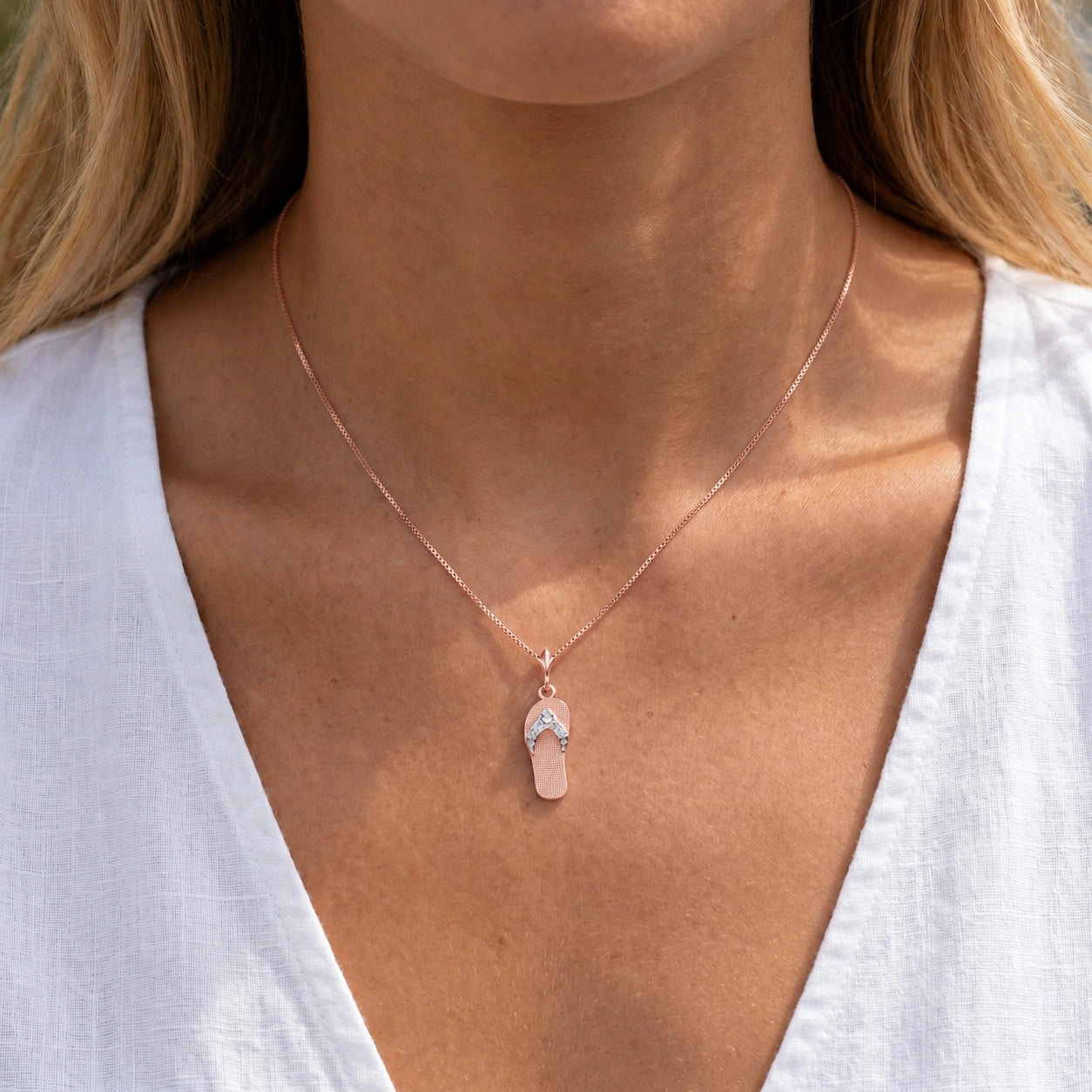 Rose Gold Grace Pendant Necklace Diamond 10K — Giuditta