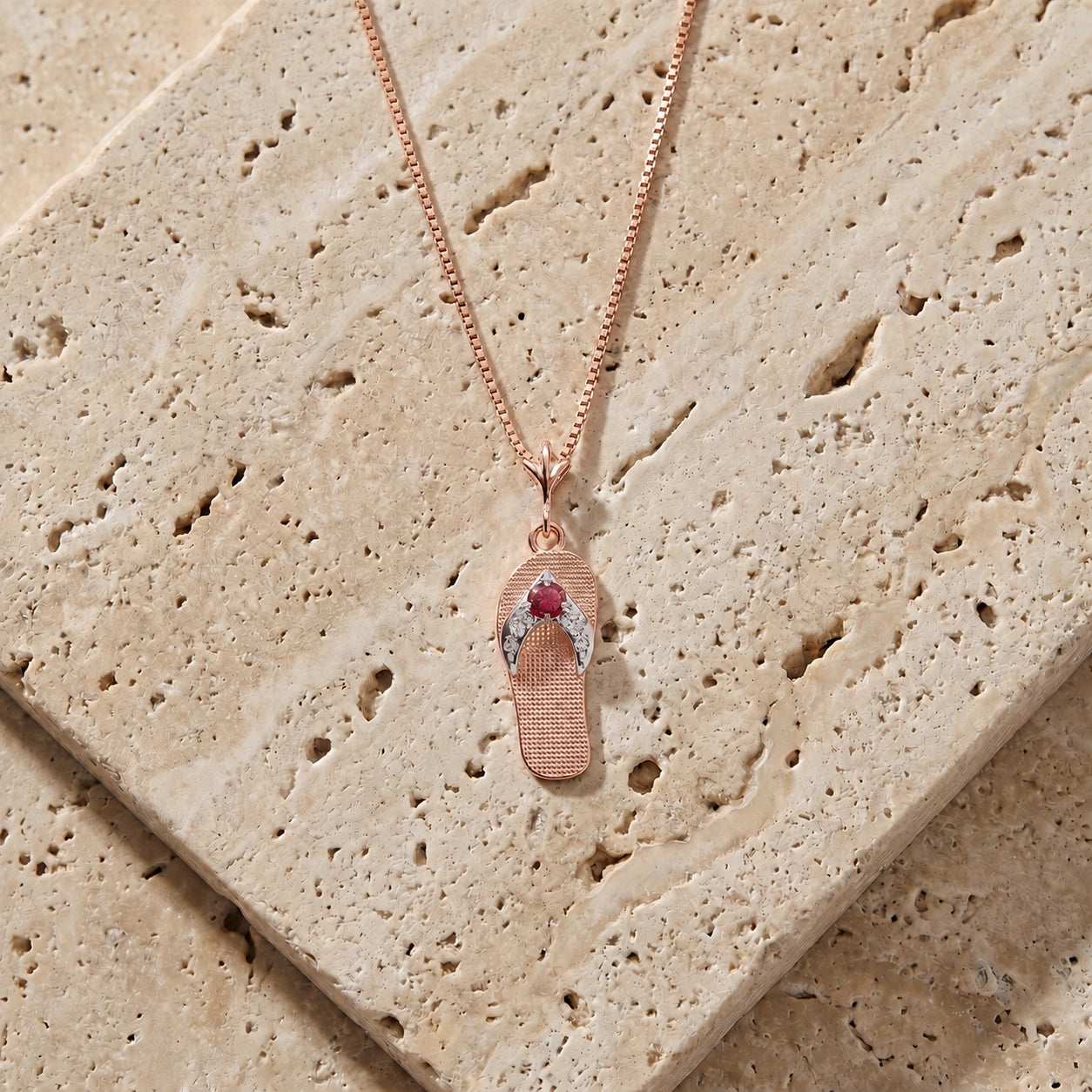 Rose Gold Grace Pendant Necklace Ruby 10K — Giuditta