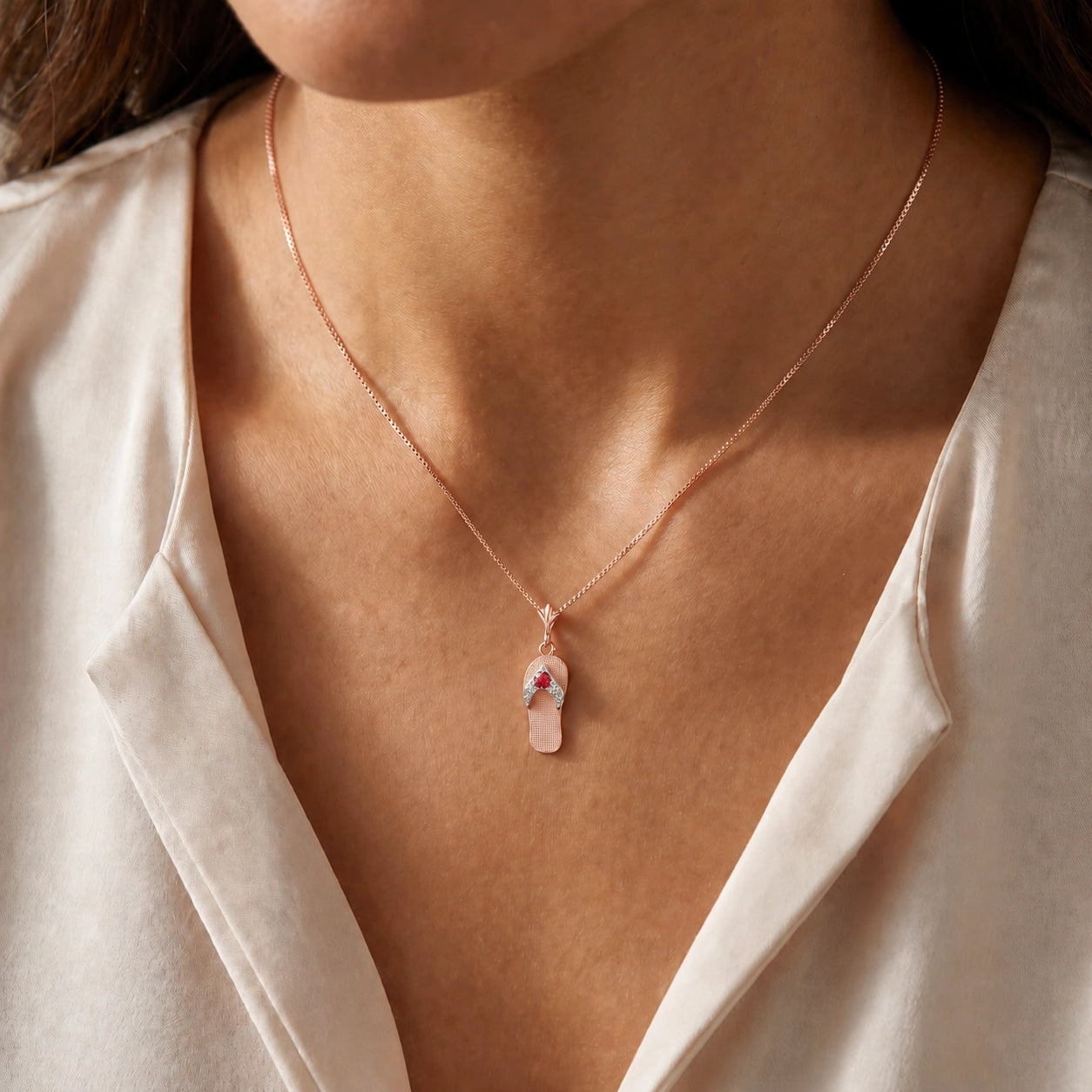 Rose Gold Grace Pendant Necklace Ruby 10K — Giuditta