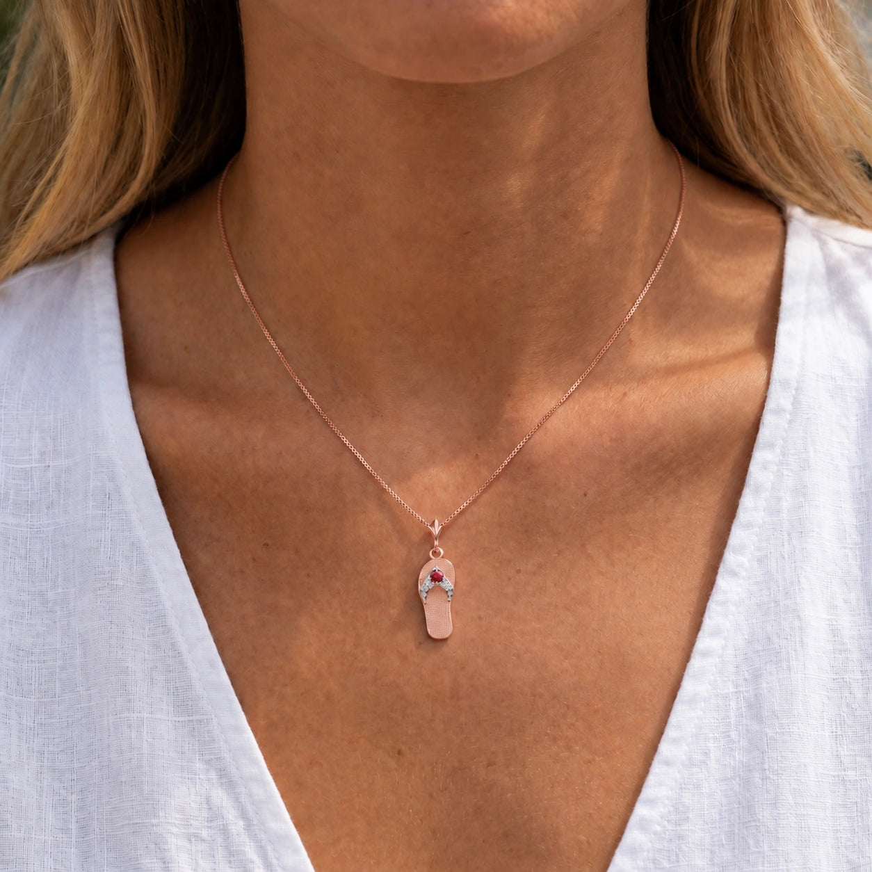 Rose Gold Grace Pendant Necklace Ruby 10K — Giuditta